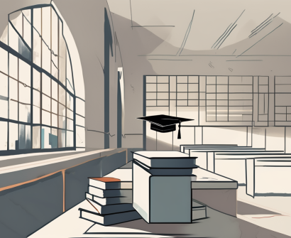 A classroom setting in dubai with various symbolic barriers such as hurdles and walls