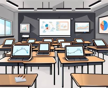 A modern thai classroom setting with various teaching tools like smart boards