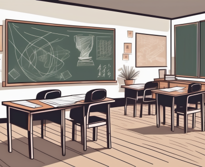A classroom setting with chinese cultural elements