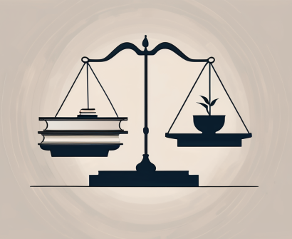 A balanced scale with books on one side and a silhouette of china on the other