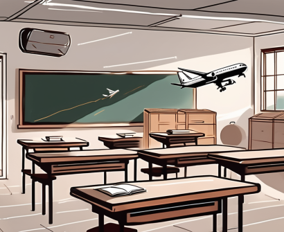 A classroom setting in china with a chalkboard