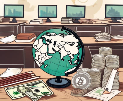 A classroom with various educational tools and a globe