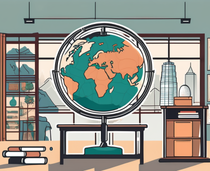 A classroom setting with global elements