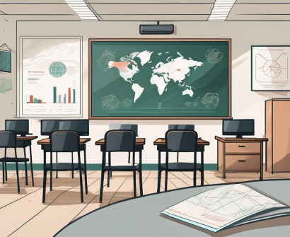 A classroom setting with diverse educational tools and elements representing china and the philippines