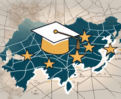 A graduation cap placed on top of a map of hong kong