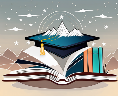 A graduation cap resting on top of a book