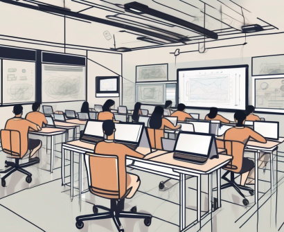 A modern thai classroom filled with various forms of technology such as computers