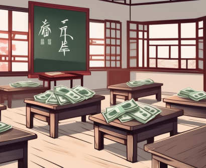 A traditional chinese classroom with a chalkboard