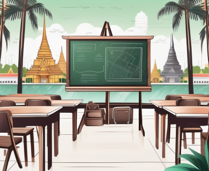 A classroom setting with thai cultural elements