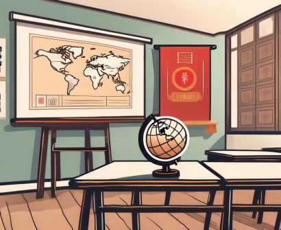 A classroom setting with chinese cultural elements