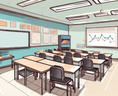 A classroom setting in hong kong with various educational tools and aids typically used for special education needs
