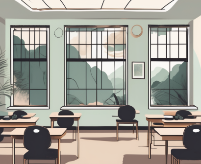 A malaysian classroom setting with elements signifying tranquility and well-being