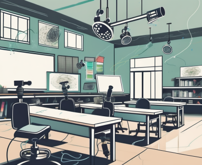 A classroom setting in malaysia with various stem tools like microscopes