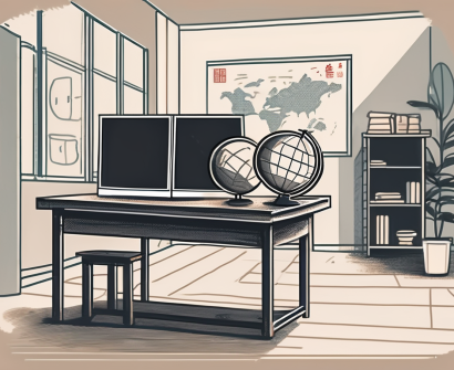 A classroom setting in singapore with various symbols of stem (science