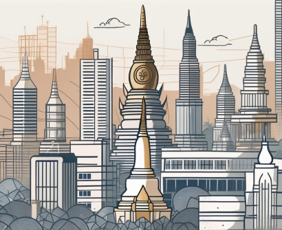 A thai cityscape with prominent educational buildings