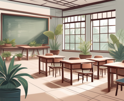 A serene classroom setting in vietnam
