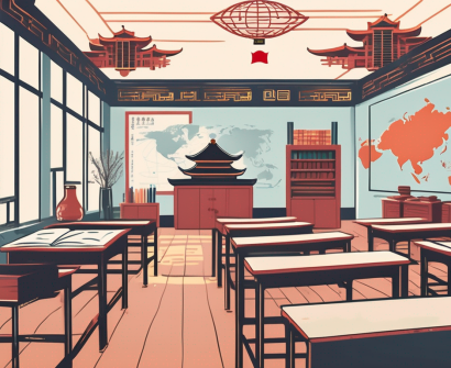 An american-style classroom with various educational tools