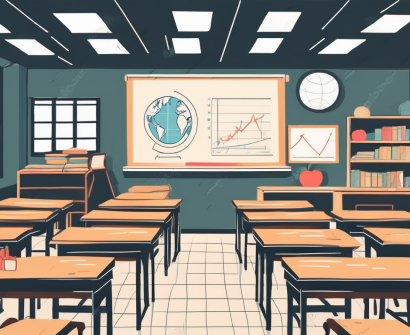 A classroom setting in china with a chalkboard