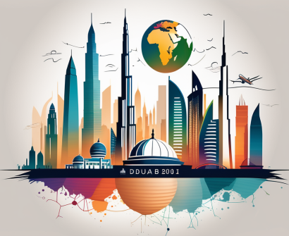 A vibrant dubai skyline showcasing iconic landmarks