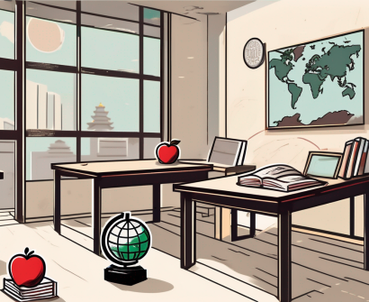 A classroom with chinese cultural elements