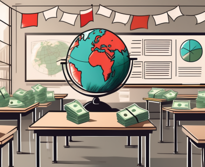 A classroom with a globe