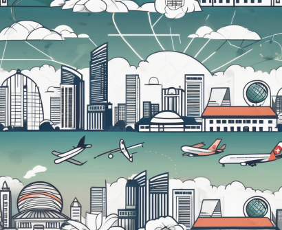 A singapore skyline with iconic landmarks