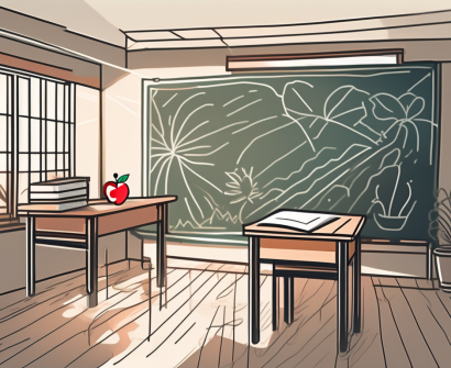 A classroom setting with thai cultural elements