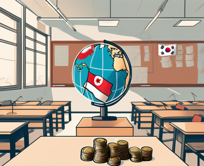 A south korean classroom with a globe