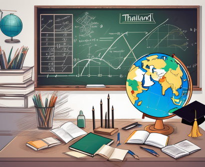 A classroom setting in thailand with various teaching tools scattered around