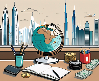 A teacher's desk with a globe