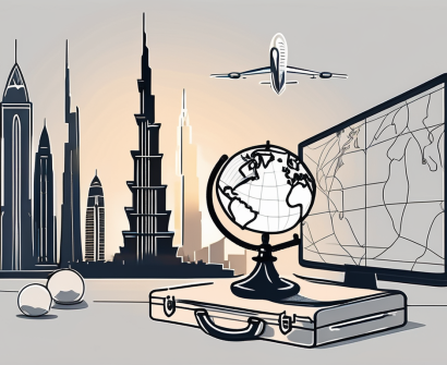 A classroom setting in dubai with a globe