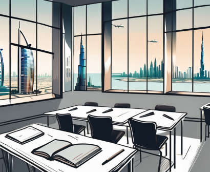 A classroom setting with a chalkboard