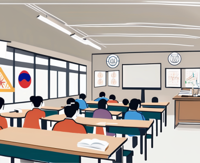 A classroom setting with thai cultural elements