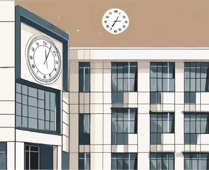 An international school building in tunisia with a calendar and a clock