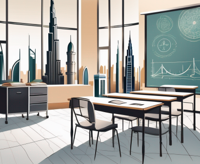 A classroom setting in dubai with various educational tools