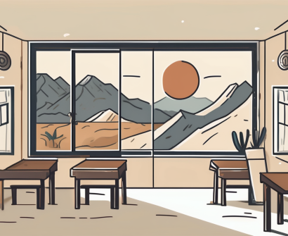 A classroom with various international symbols