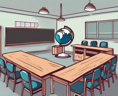A classroom setting with diverse educational materials
