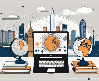 A diverse array of school-related items such as globes