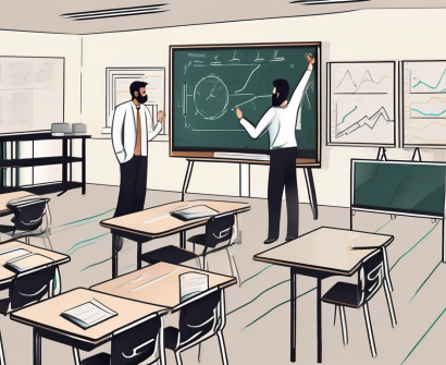 A classroom setting in dubai with an emphasis on various teaching tools like a digital board