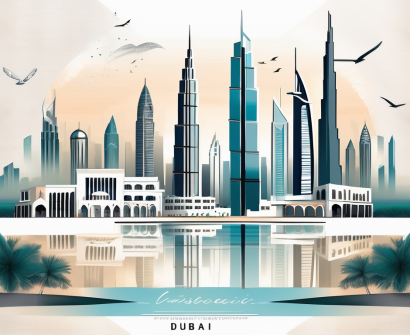 A landscape of dubai featuring iconic landmarks