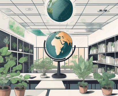 A classroom setting with elements of nature