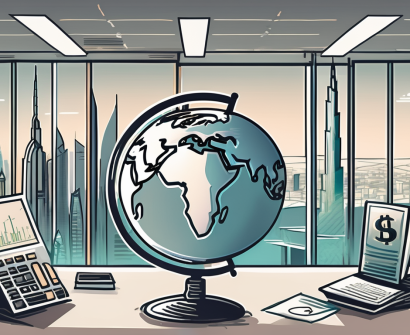A classroom setting with a backdrop of dubai's iconic skyline