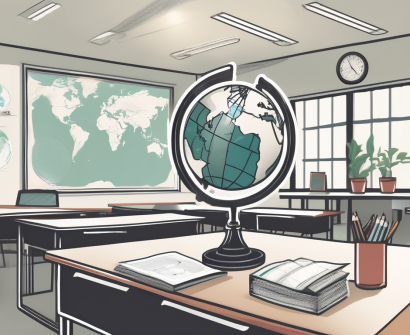 A classroom setting with various teaching aids