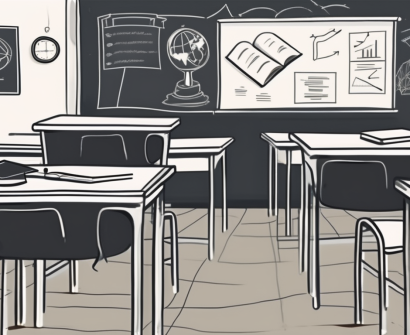 A singaporean classroom setting with a chalkboard