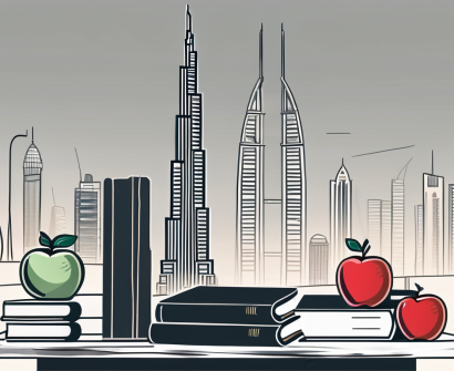 A classroom scene in dubai featuring a chalkboard