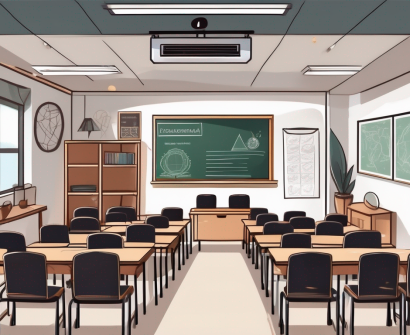 A classroom setting in malaysia with a chalkboard