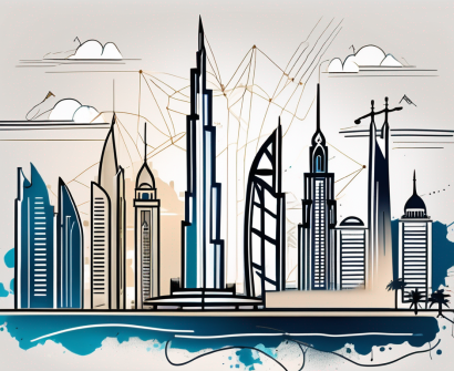 The dubai skyline with prominent educational institutions