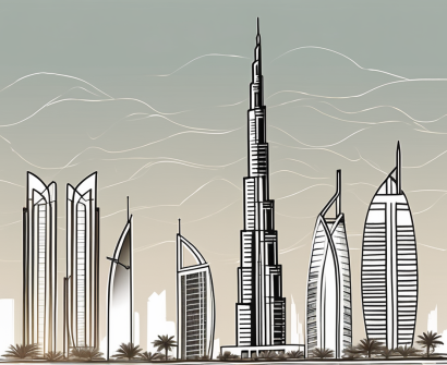 The dubai skyline with three symbolic skyscrapers