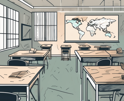 A classroom setting in singapore with a globe