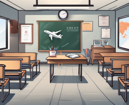 A classroom setting in hong kong with a chalkboard